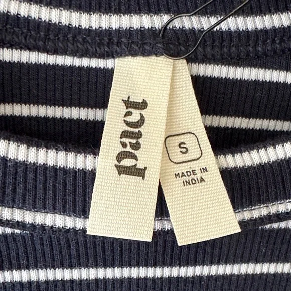 NEW Pact Women's Long Sleeve Navy and White Striped Top - Picture 3 of 7